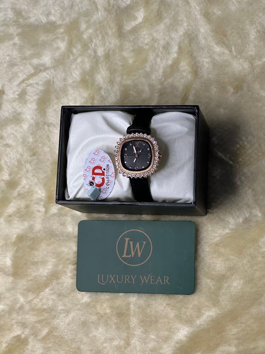 CD Collection Womens Strap Watch | Black + Golden