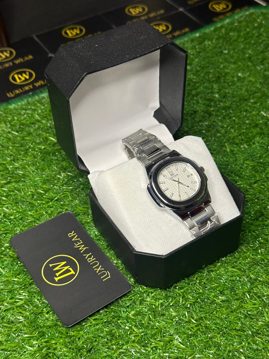 BESTWIN NAUTiLUS DATE ! STEEL WATCH SILVER